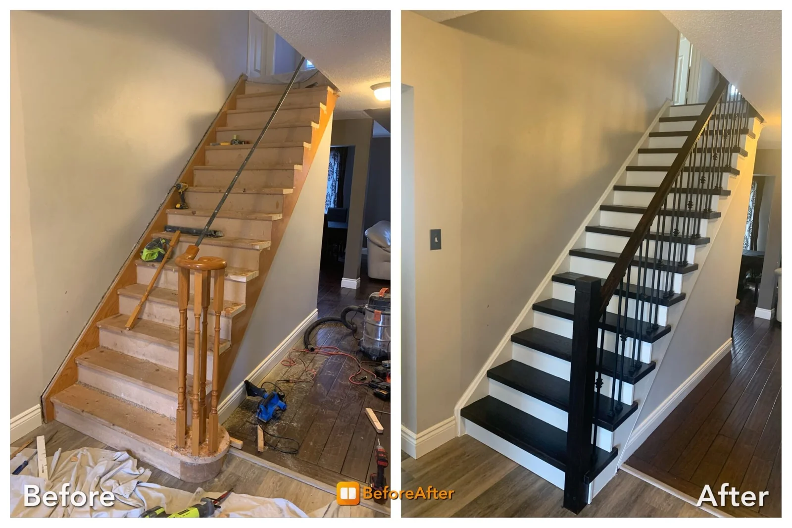 Before-and-after split image of room renovation by Main Gate